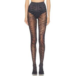 SWEDISH STOCKINGS Roxana Tiger Tights in Dark Grey